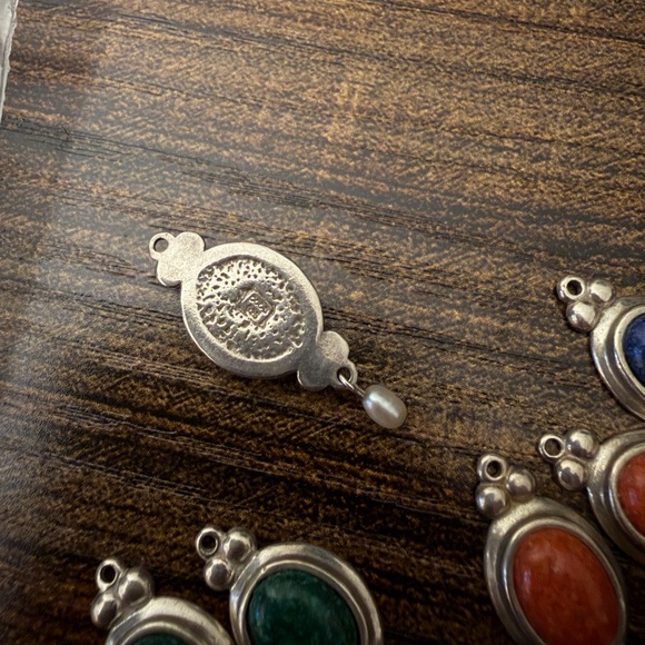 Lot of Vintage CCO Sterling Silver Earring Charms Pearl Dangles Blue Green Turqu - Picture 12 of 13